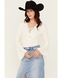 Shyanne Women's Solid Lace-Up Long Sleeve Shirt