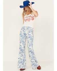Wrangler Women's High Rise Nautical Print Wanderer Flare Jeans