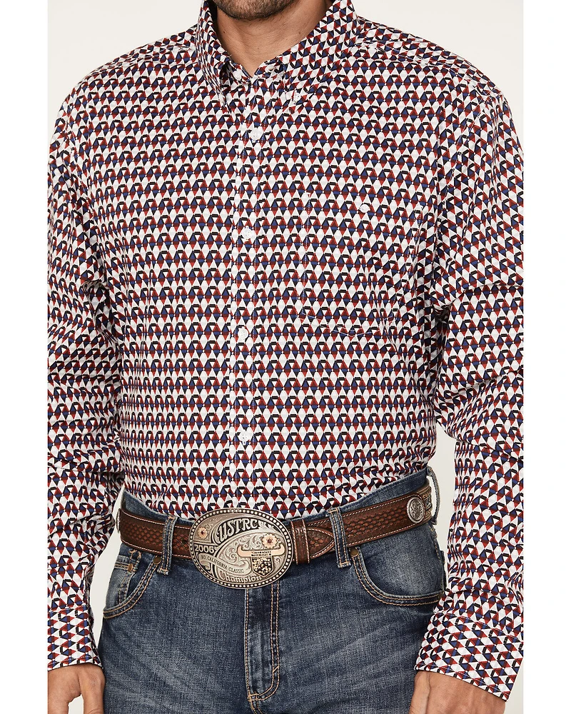 RANK 45® Men's Event Medium Geo Print Long Sleeve Button-Down Western Shirt