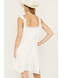 Wild Moss Women's Crochet Trim Mini Dress
