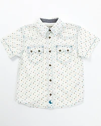 Cody James Toddler Boys' Bull and Cactus Print Short Sleeve Snap Western Shirt