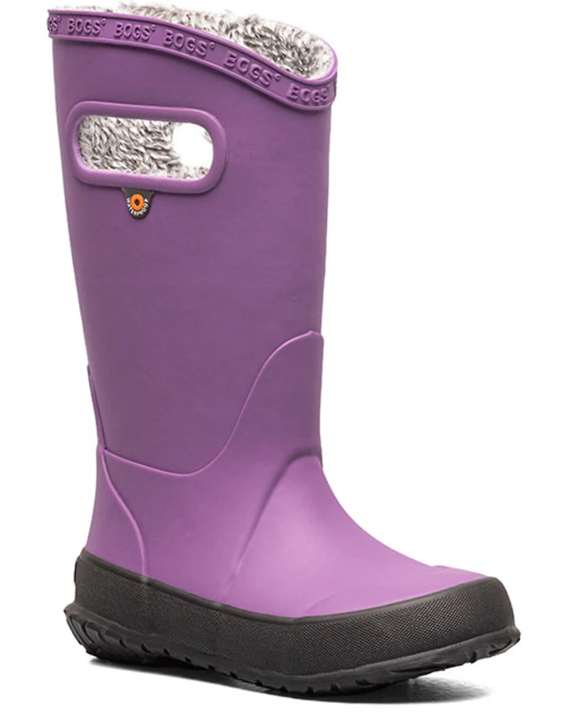 Bogs Girls' Solid Plush Rain Boots - Round Toe