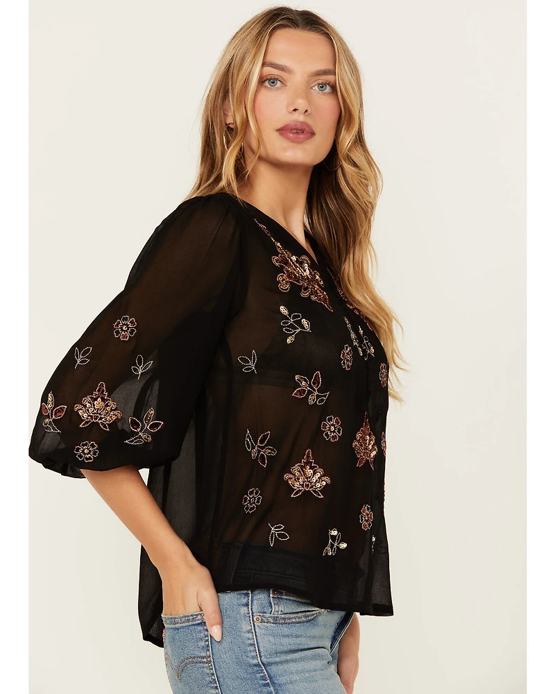 Shyanne Women's Decorated Peasant Top