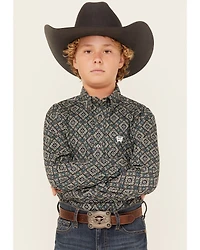 Cinch Boys' Geo Print Long Sleeve Button-Down Western Shirt