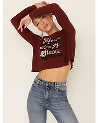 Shyanne Women's Horses Keep Me Stable Graphic Cropped Thermal Shirt