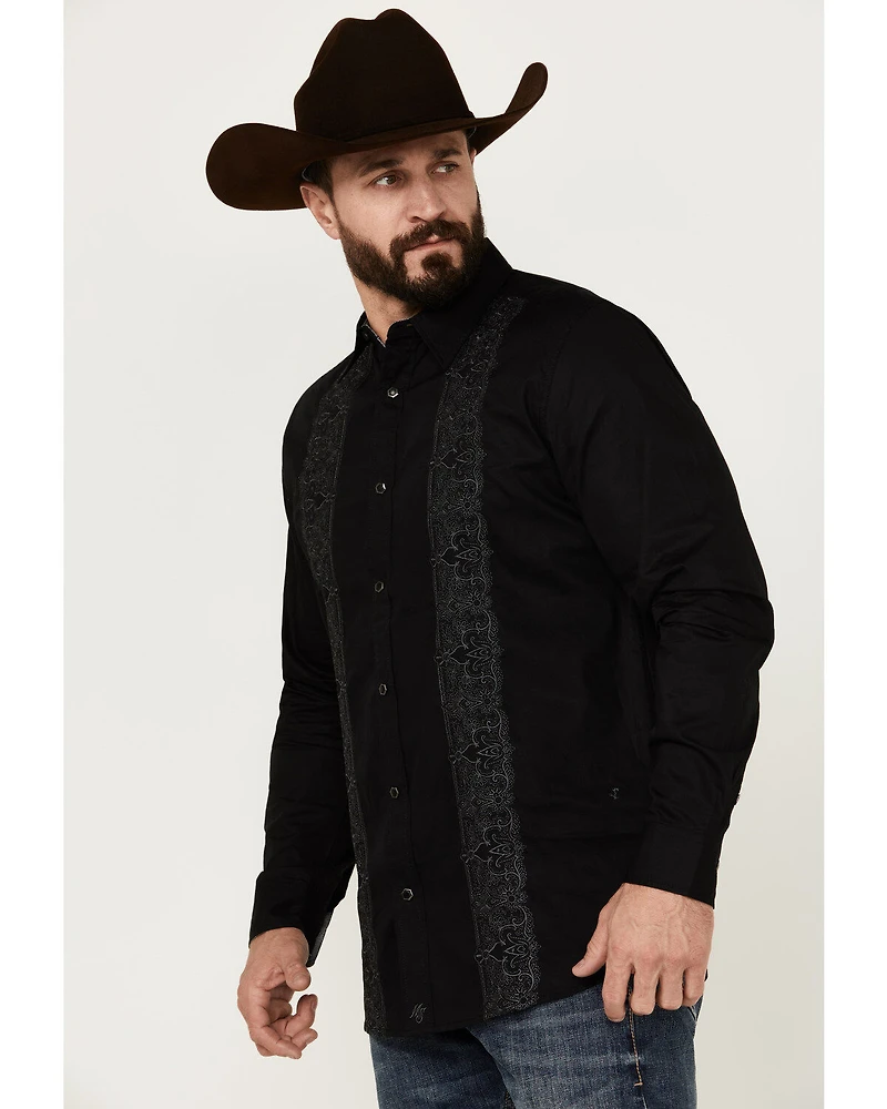 Moonshine Spirit Men's Embroidered Long Sleeve Snap Western Shirt