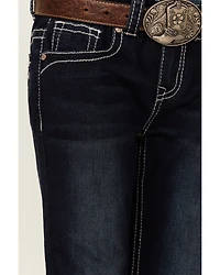 Shyanne Little Girls' Dark Wash Half-Circle Pocket Bootcut Jeans