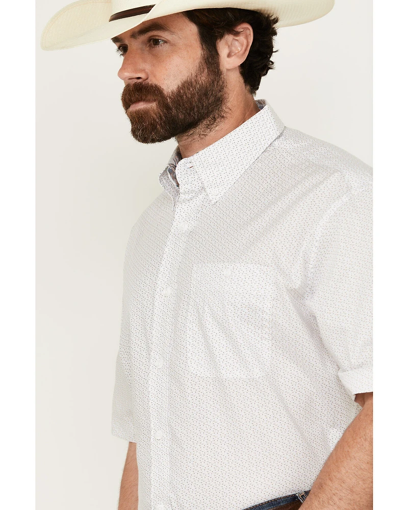 George Strait by Wrangler Men's Geo Print Short Sleeve Button-Down Western Shirt