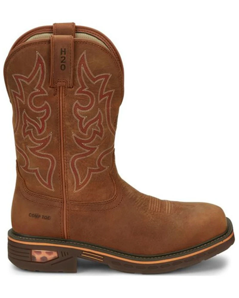 Justin Men's Resistor Russet Waterproof Western Work Boots - Nano Composite Toe