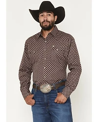 Ely Walker Men's Geo Print Long Sleeve Pearl Snap Western Shirt