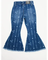 Cowgirl Hardware Toddler Girls' Southwestern Striped Stretch Bell Bottom Jeans