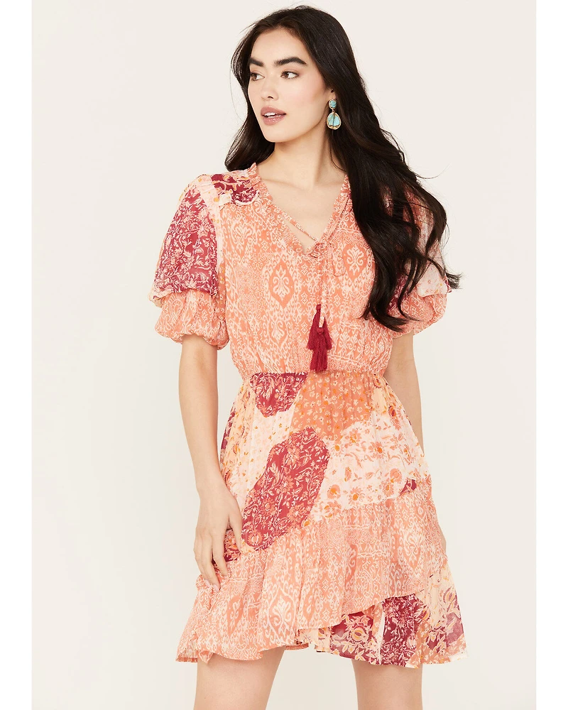 Miss Me Women's Floral Short Sleeve Mini Dress