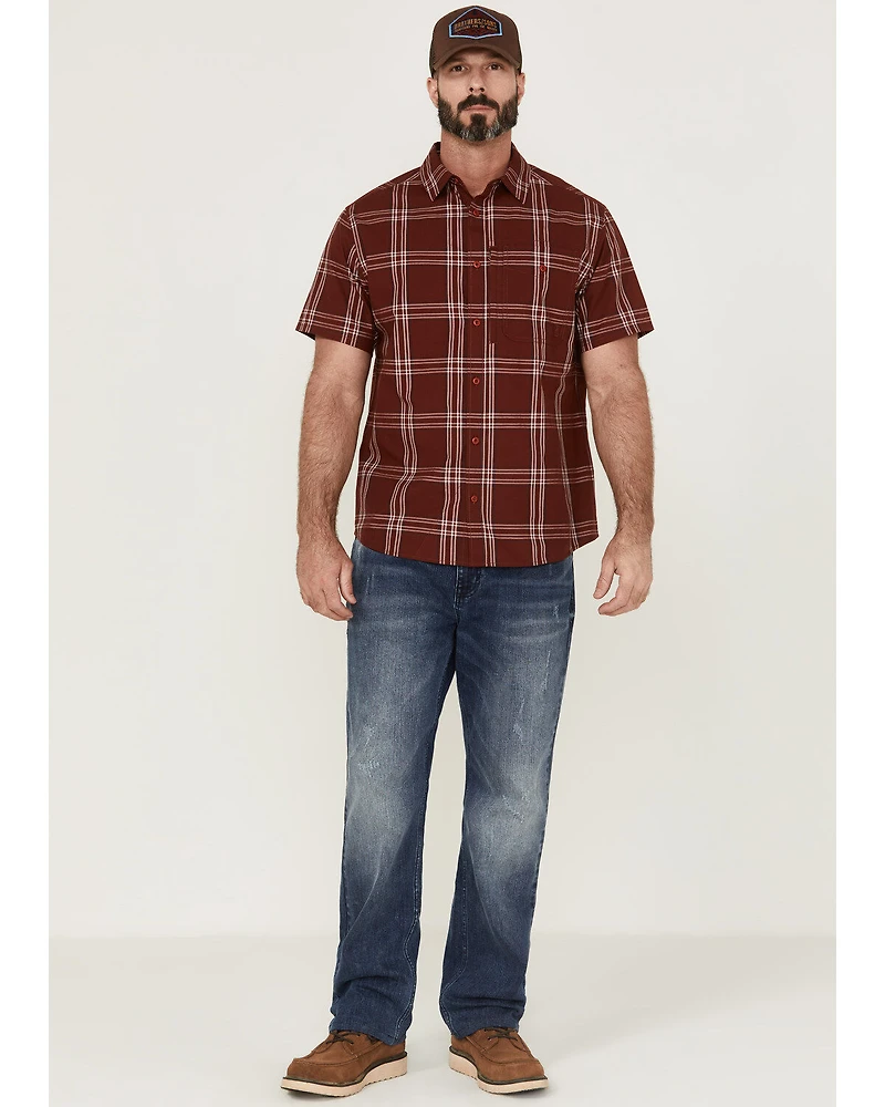 Brothers and Sons Men's Large Plaid Short Sleeve Button-Down Western Performance Shirt