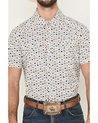 Panhandle Men's Southwestern Wallpaper Print Short Sleeve Snap Performance Western Shirt