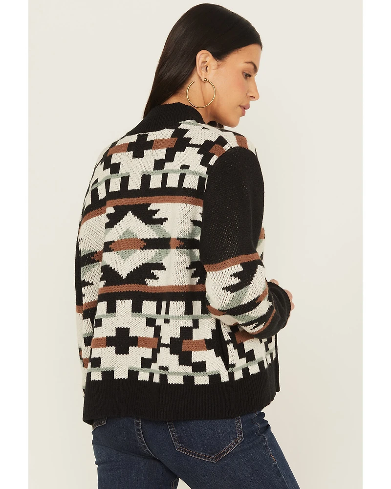 Wrangler Retro Women's Southwestern Print Zippered Cardigan