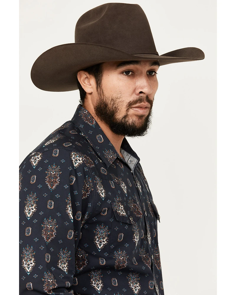 Gibson Trading Co Men's Mardi Gras Print Long Sleeve Snap Western Shirt