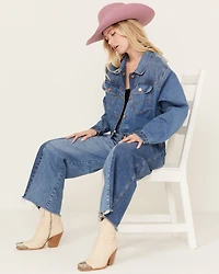 Wrangler Women's Medium Wash Cowboy Cropped Denim Jacket