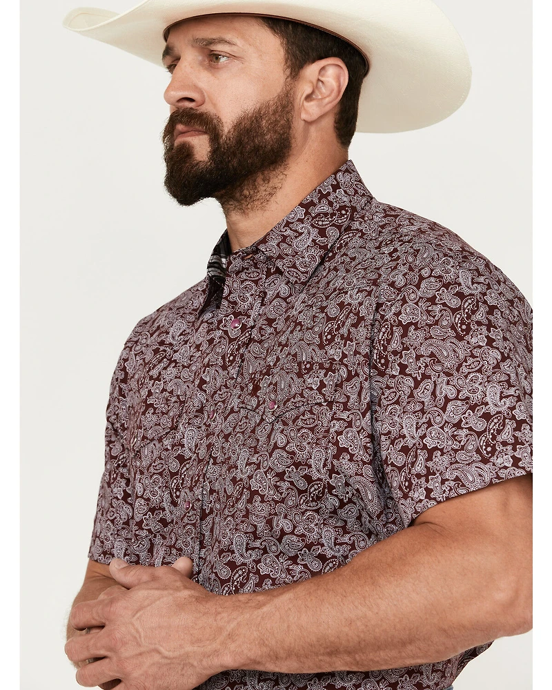 Rodeo Clothing Men's Paisley Print Short Sleeve Snap Western Shirt