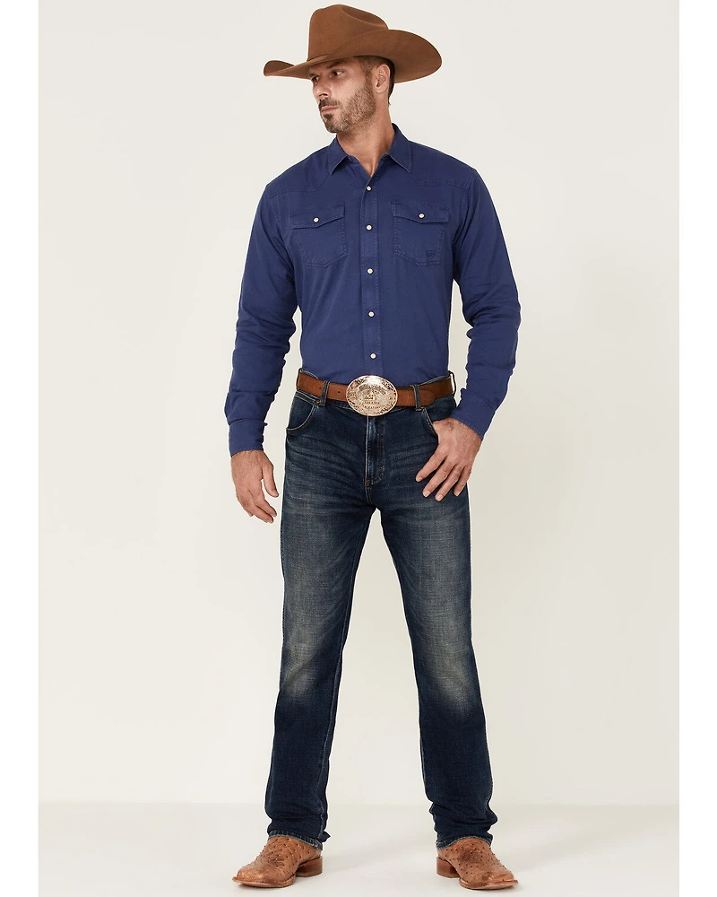 Ariat Men's Solid Teal Jurlington Retro Long Sleeve Pearl Snap Western Shirt