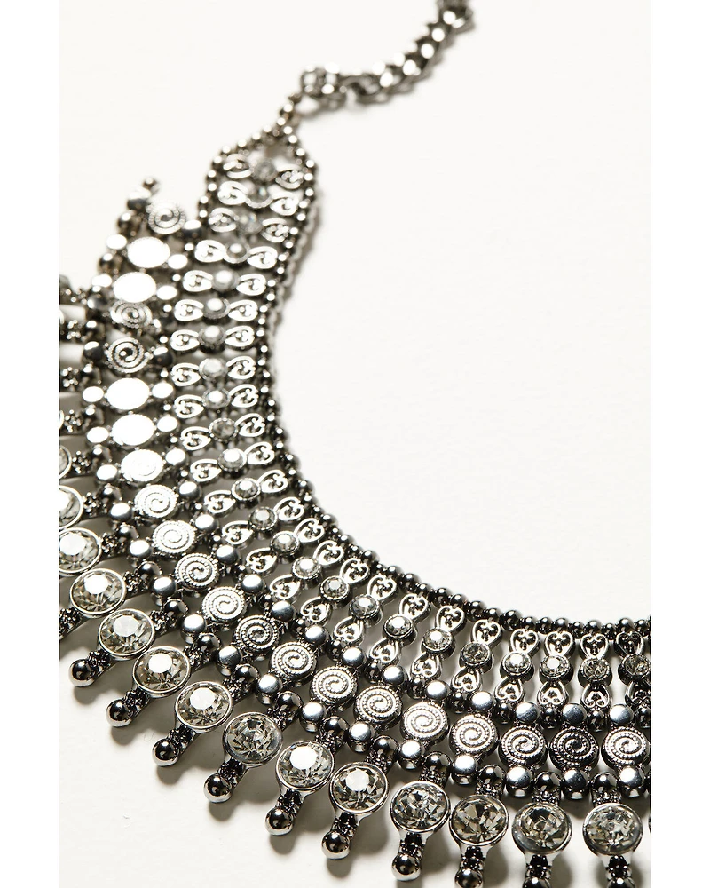 Shyanne Women's Enchanted Forest Pewter Bib Necklace