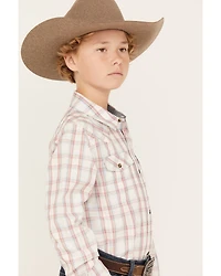 Cody James Boys' Plaid Print Long Sleeve Snap Western Shirt