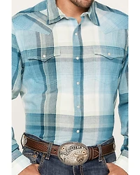 Wrangler Retro Men's Premium Plaid Print Long Sleeve Snap Western Shirt