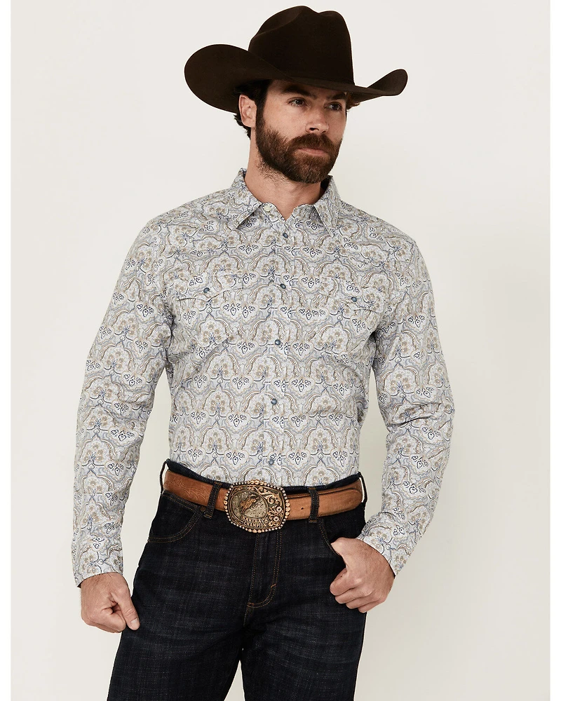 Cody James Men's Railroad Paisley Print Long Sleeve Snap Western Shirt