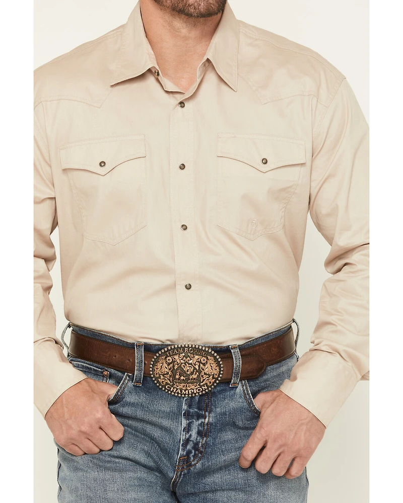 Roper Men's Solid Poplin Long Sleeve Snap Western Shirt