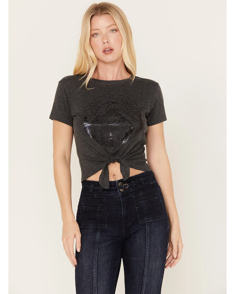 Shyanne Women's Tie-Front Foil Mountain Graphic Tee