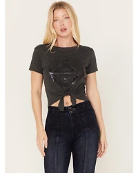 Shyanne Women's Tie-Front Foil Mountain Graphic Tee