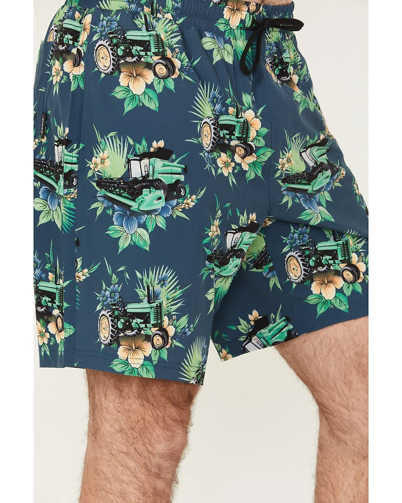 Cinch Men's Tractor Floral Print Stretch Board Shorts