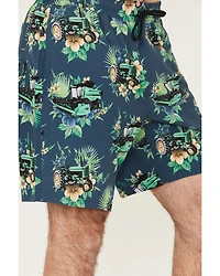 Cinch Men's Tractor Floral Print Stretch Board Shorts