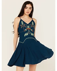 Shyanne Women's Challis Embroidered Mini Dress