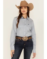 Cinch Women's Striped Long Sleeve Button-Down Western Shirt