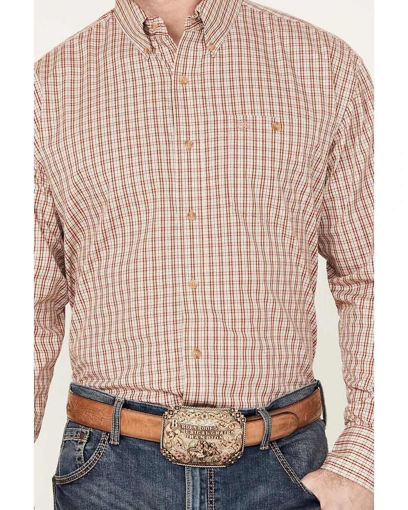 Wrangler Men's Classics Plaid Print Long Sleeve Button Down Western Shirt