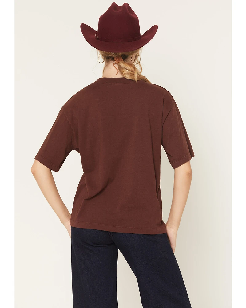 All Us Women's Cowboy Embellished Short Sleeve Graphic Tee
