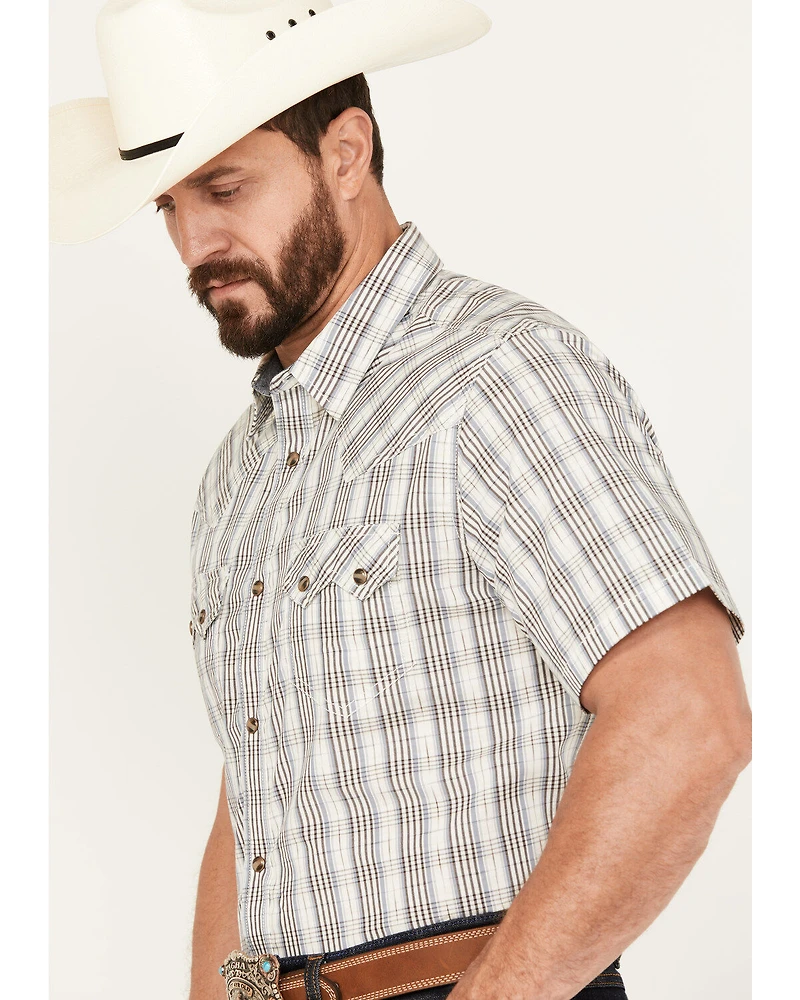 Cody James Men's Briar Patch Plaid Print Short Sleeve Snap Western Shirt