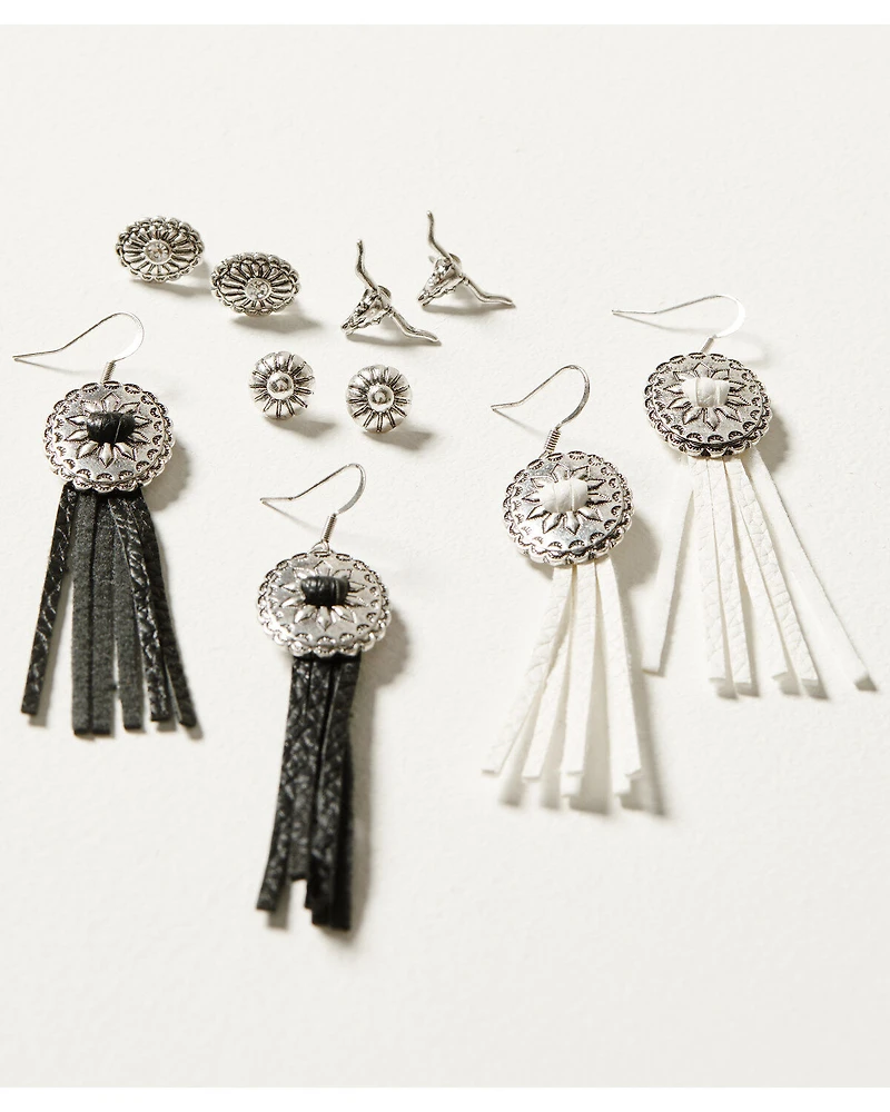 Idyllwind Women's 5-piece Silver Concho & Tassel Decatur Earrings Set