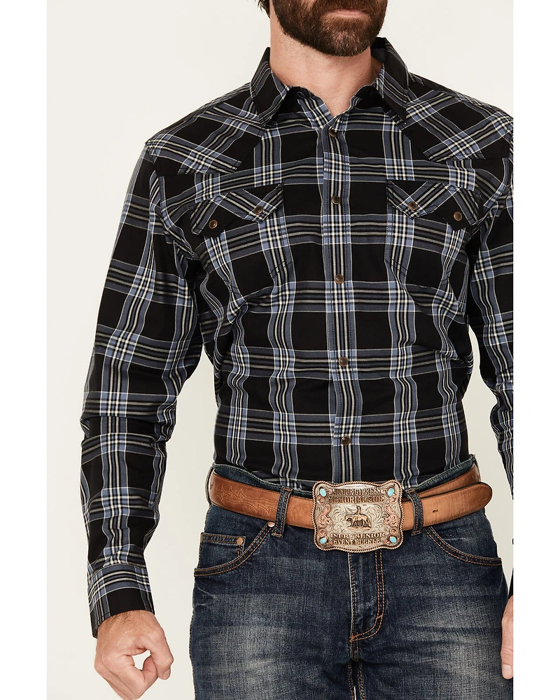 Cody James Men's Irving Plaid Print Long Sleeve Snap Western Shirt - Big
