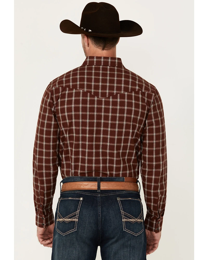 Blue Ranchwear Men's Elk Plaid Print Long Sleeve Snap Western Shirt