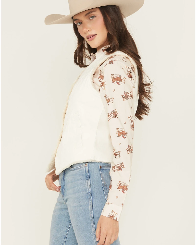 Shyanne Women's Sherpa Lined Button-Down Denim Vest