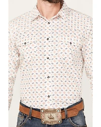 Gibson Trading Co Men's Barbed Wire Geo Print Long Sleeve Western Snap Shirt