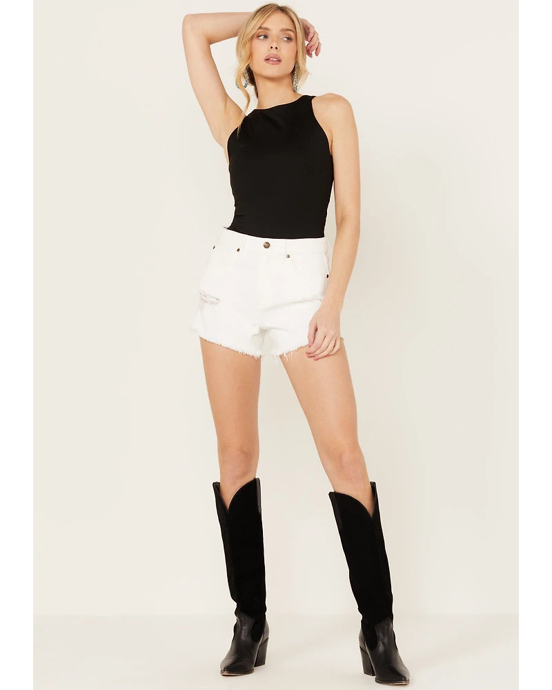 Cleo + Wolf Women's High Rise Distressed Shorts