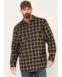 Hawx Men's FR Midweight Plaid Print Long Sleeve Button-Down Work Shirt