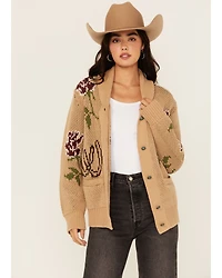 Tasha Pollizzi Women's Floral Horse Button-Down Sweater