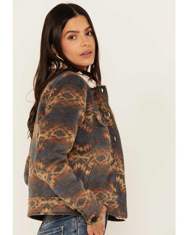 Rock & Roll Denim Women's Southwestern Print Sherpa Jacket