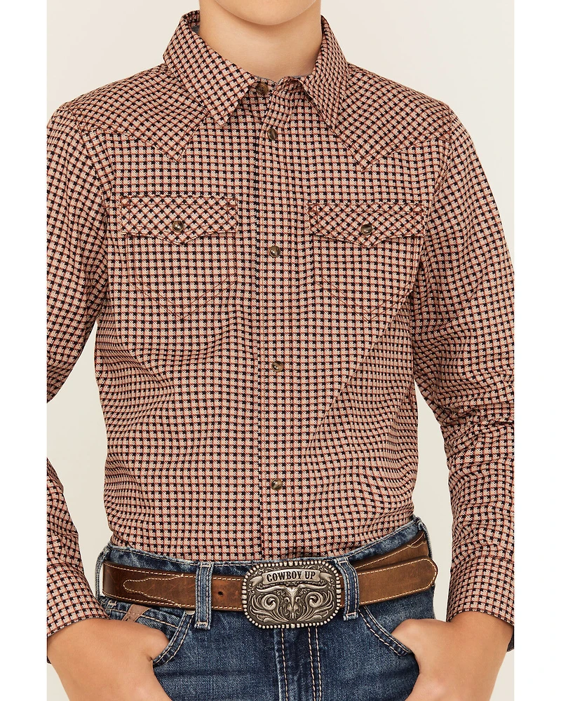 Cody James Boys' Ramon Plaid Print Long Sleeve Snap Western Shirt