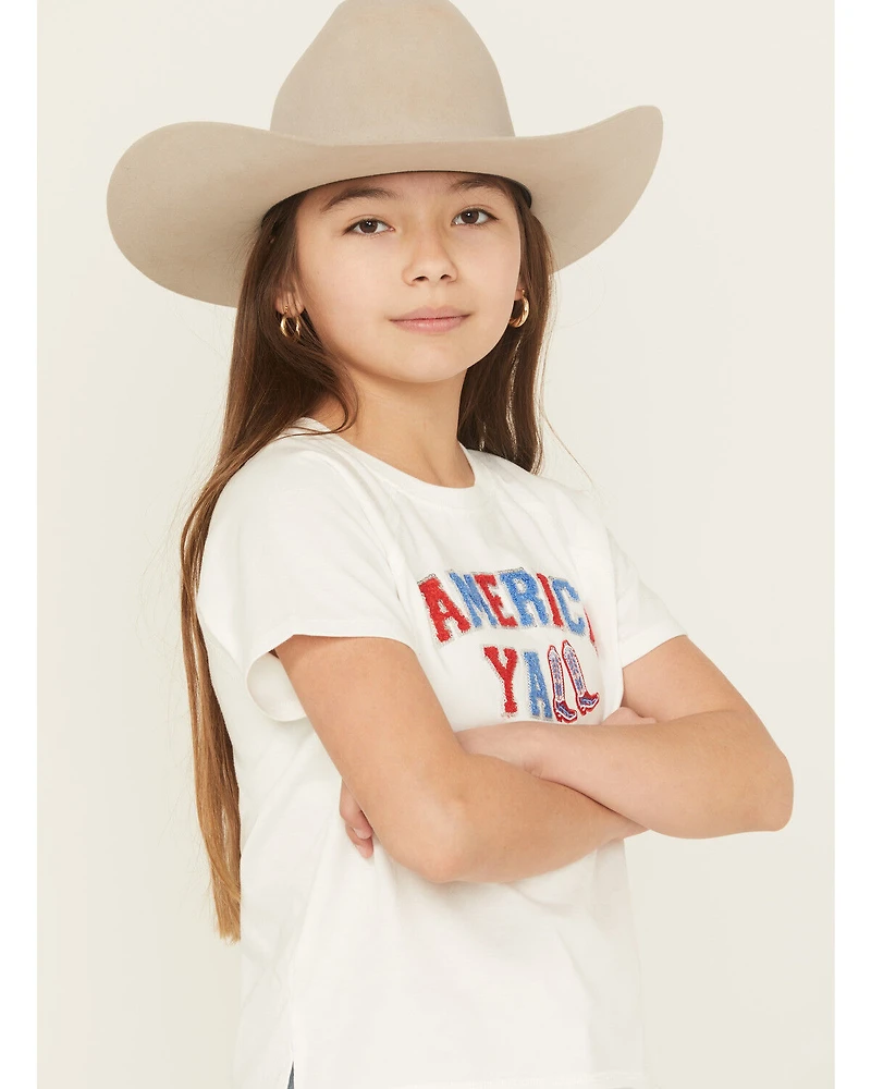 Blended Girls' America Y'all Sequin Short Sleeve Tee
