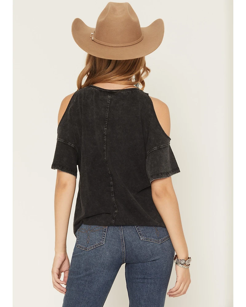 White Crow Women's Run Wild Cold Shoulder Short Sleeve Graphic Tee