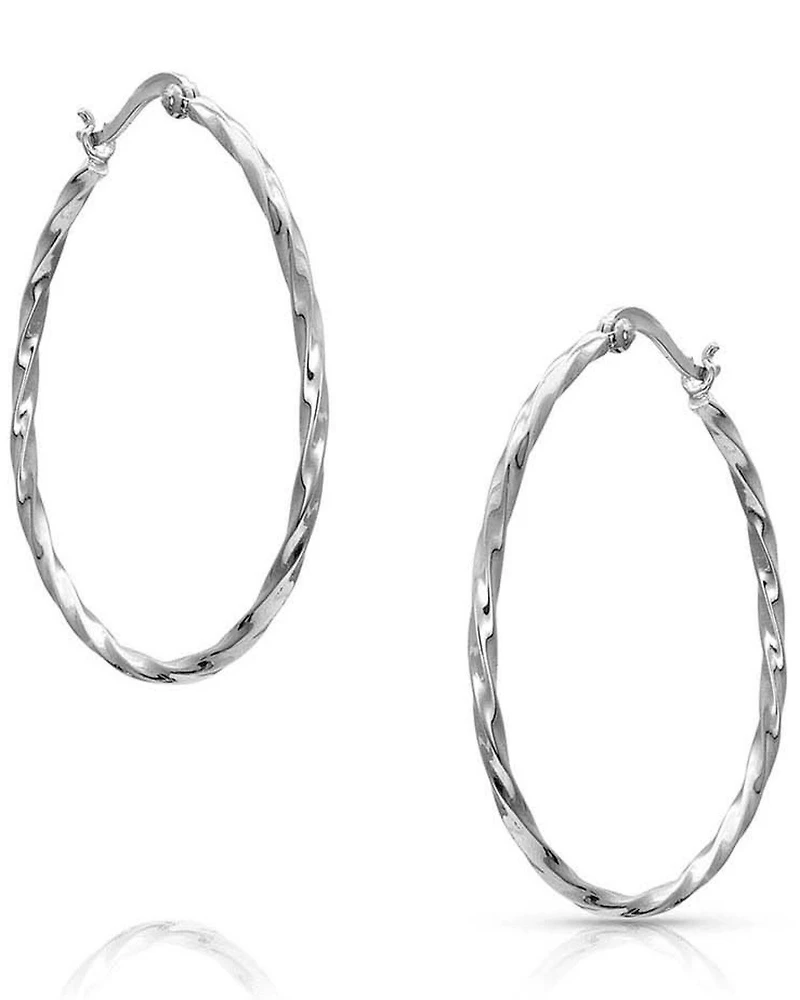 Montana Silversmiths Women's Cut Rope Hoop Earrings